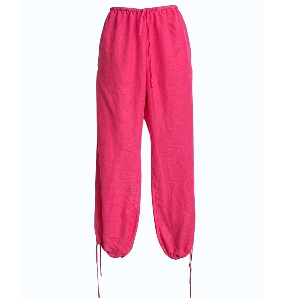 SMALL Beach Coverup Pants, wide leg, loose, Dark Pink, Summer Vacation